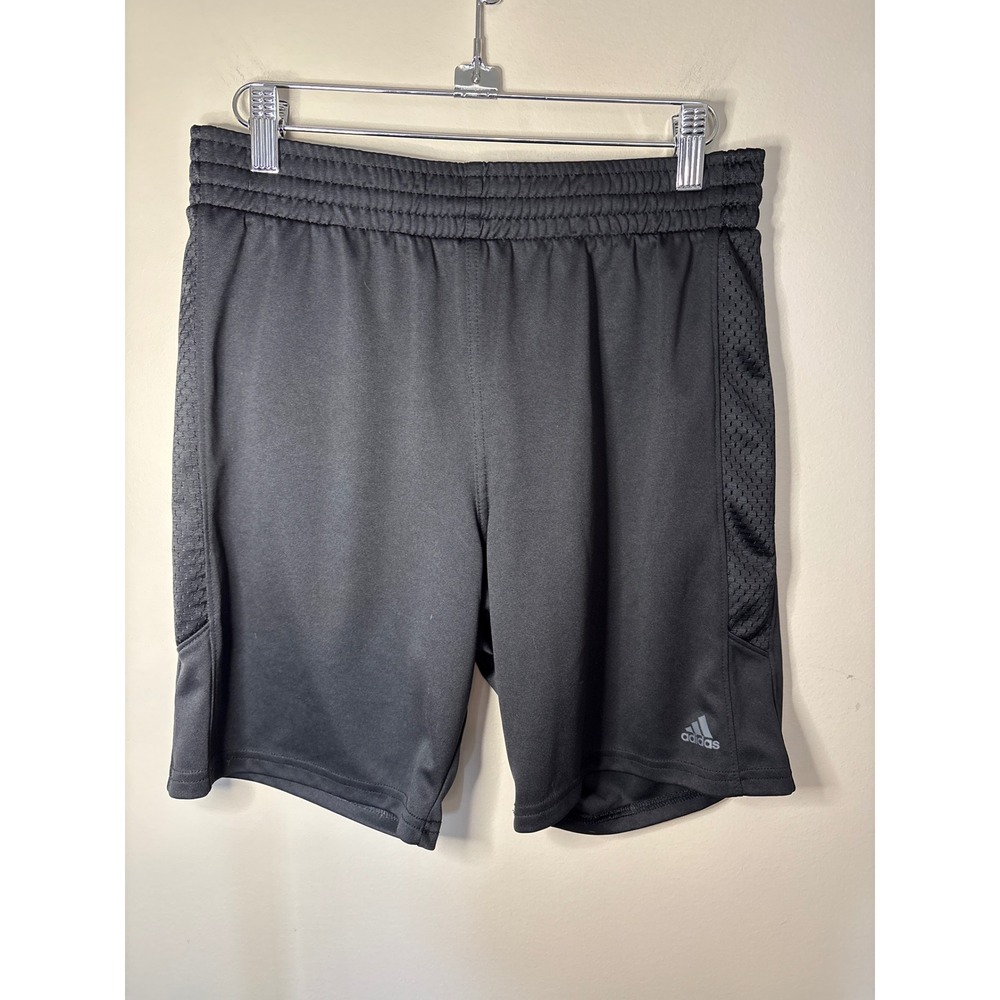Adidas Boys XL Black Aeroready Athletic Shorts Mesh Side Panels Activewear